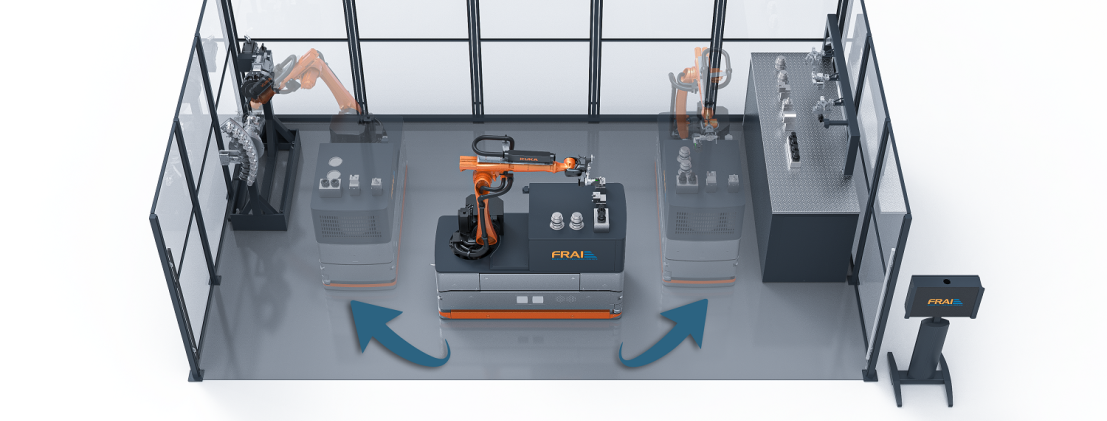 Mobile robot automation: The loading and removal of tools and workpieces using a mobile robot will be demon-strated live.