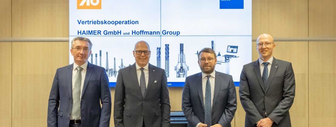 Gregor Weber (Senior Vice President Cutting Tools Product Management), Borries Schüler (Member of the Executive Board Product Management & Engineering Hoffmann Group),  Andreas Haimer (Managing Director Haimer GmbH